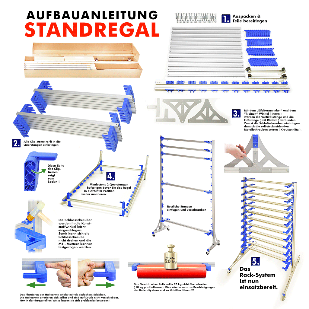 Folien-Ständerregal-fahrbar für max. 140 cm breite Vinyl-Folien