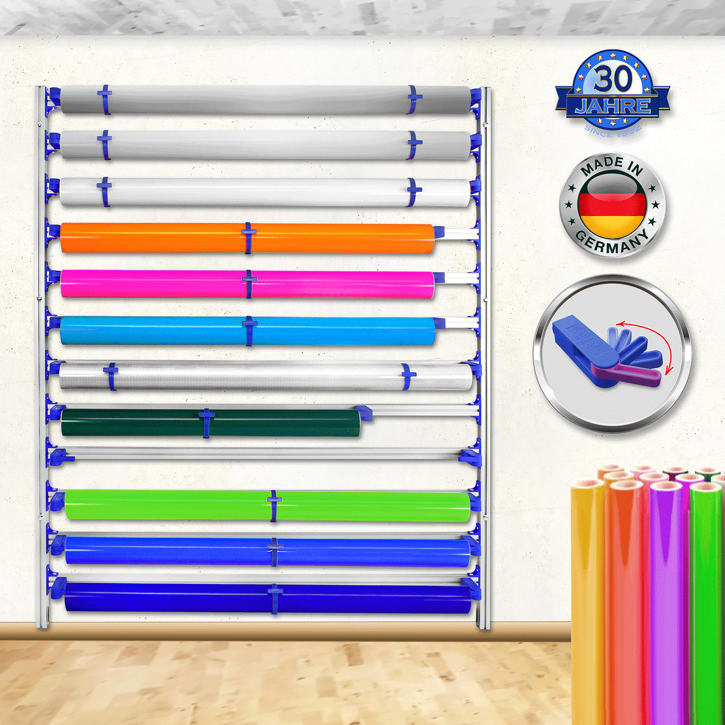 Folien-Regal-WAND-Montage für max. 180 cm breite Vinyl-Folien